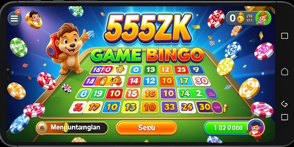 Gameplay seru di 555ZK dengan kartu bingo.