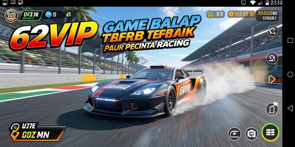 Gameplay menegangkan dari 62VIP dengan mobil balap yang keren.