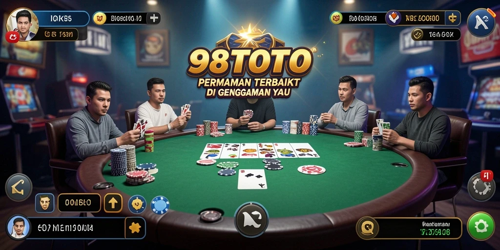 Screenshot utama 98TOTO menunjukkan aksi seru dalam permainan Poker.