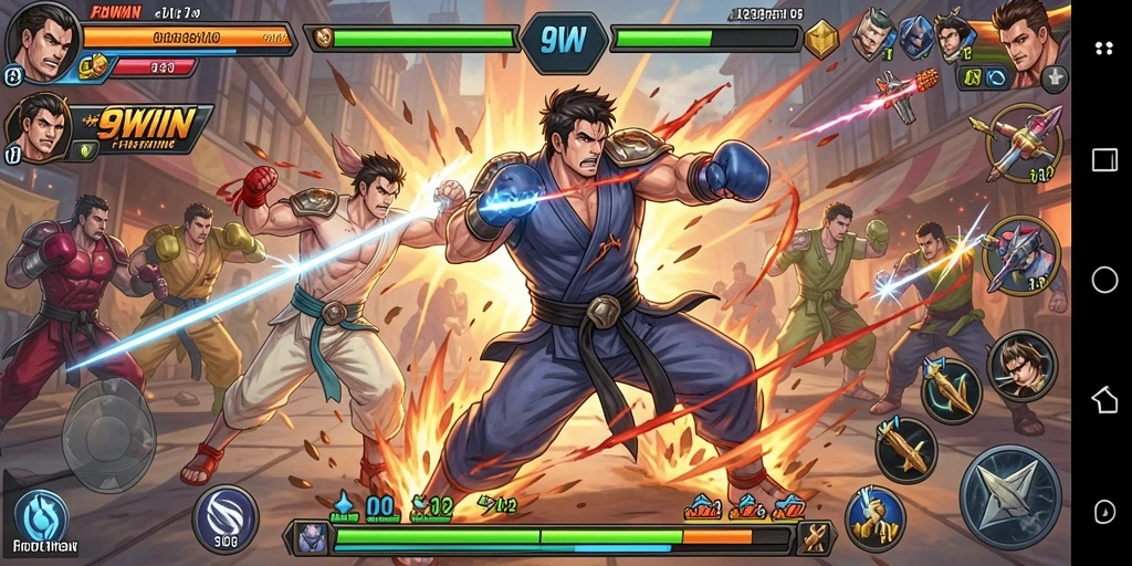 Tampilan screenshot utama 9WIN menampilkan aksi pertarungan yang mendebarkan.