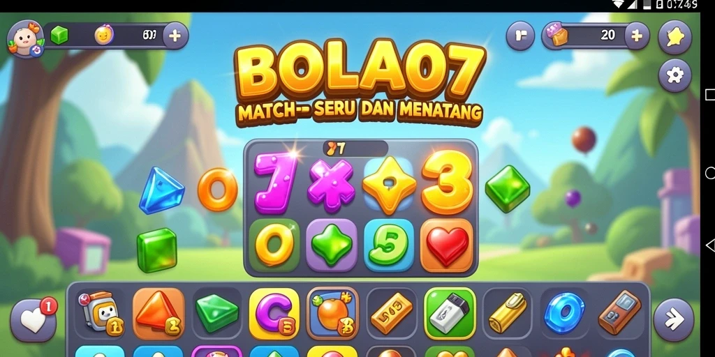 Tampilan gameplay seru BOLA07 dalam aksi Match-3.