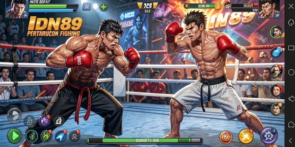 Tampilan gameplay seru IDN89 dalam pertarungan Fighting.