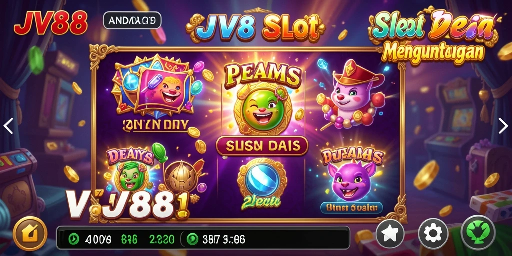 Tampilan gameplay Slot JV88 yang penuh warna dan menarik.