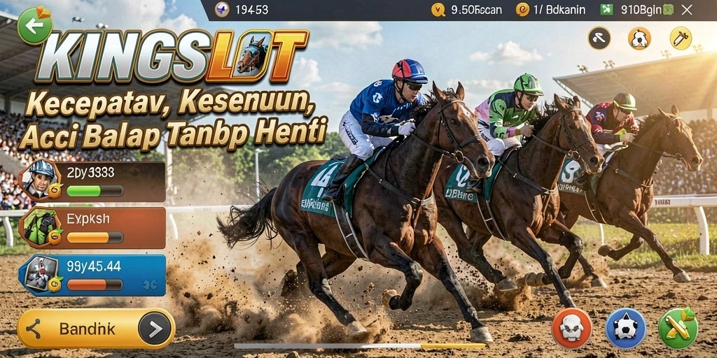Tampilan luar biasa dari gameplay KINGSLOT dengan balapan menegangkan.