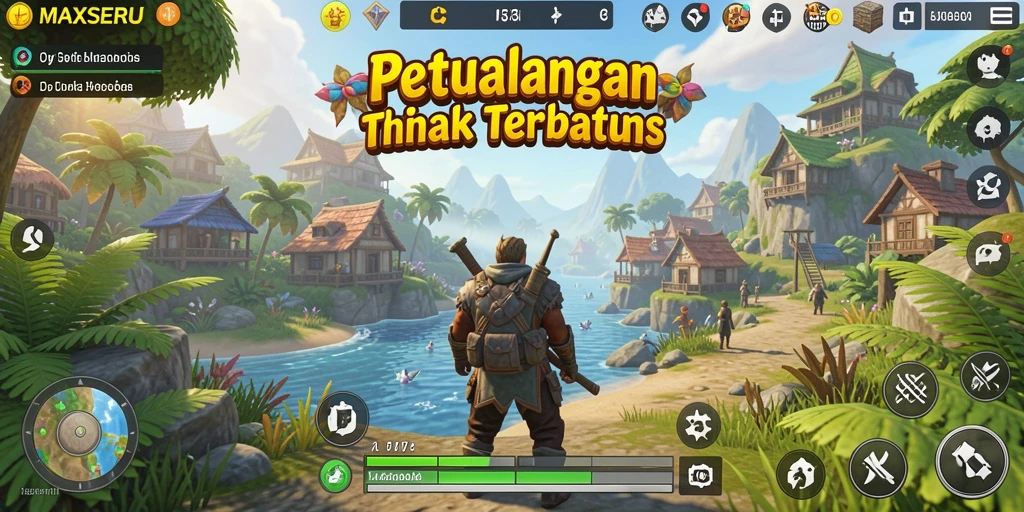 Screenshot menampilkan petualangan seru di dunia terbuka MAXSERU.