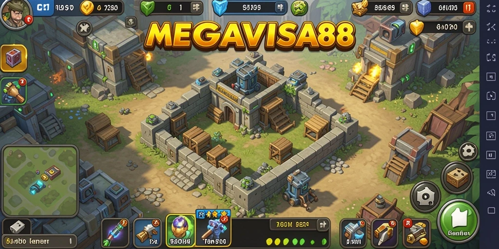 Screenshot gameplay MEGAVISA88 menampilkan aksi seru dalam pertahanan tower.