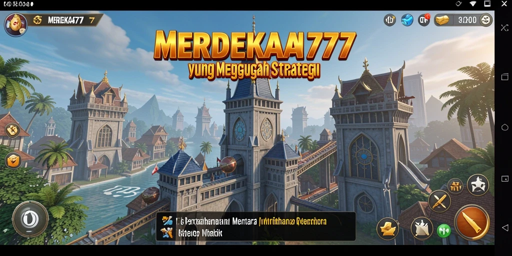 Tampilan aksi seru dalam permainan Tower Defense MERDEKA777.