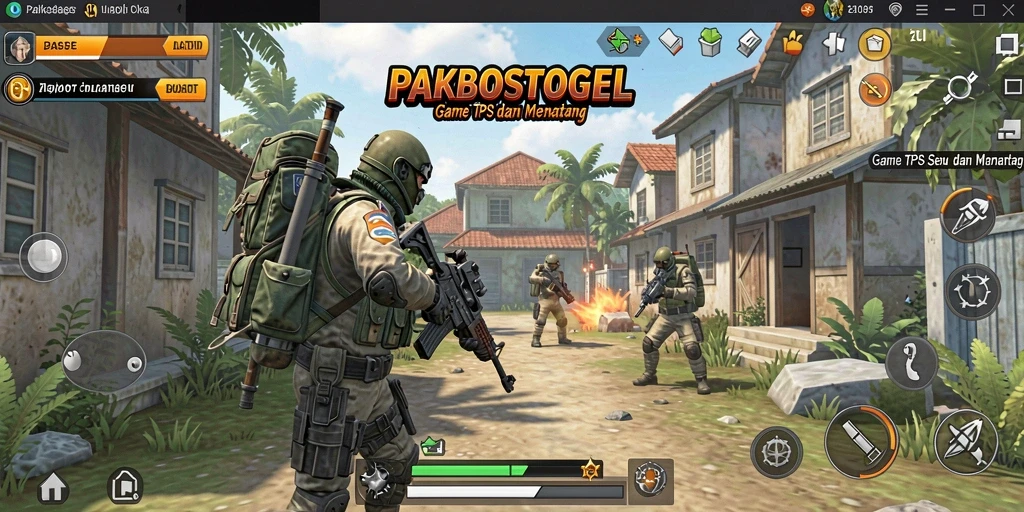 Screenshot permainan <strong>PAKBOSTOGEL</strong> menampilkan aksi seru dalam gameplay TPS.