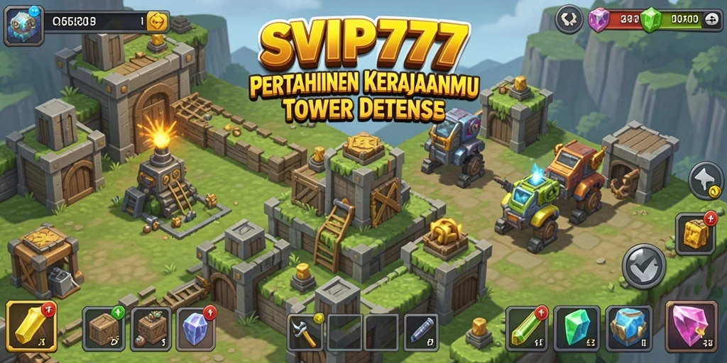 Tampilan menarik dari gameplay Tower Defense dalam SVIP777.