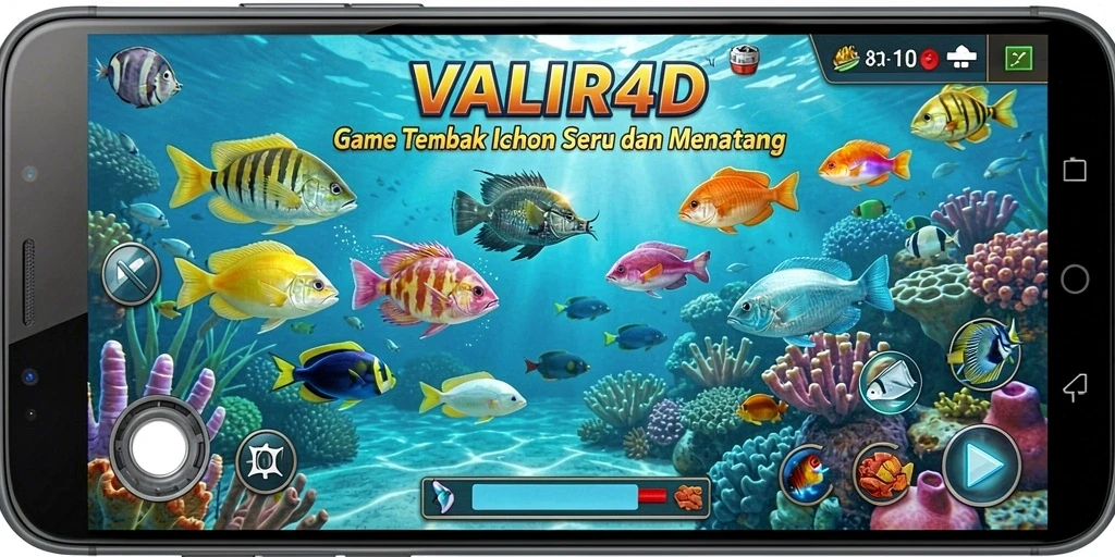 Tampilan utama gameplay VALIR4D saat menangkap ikan.